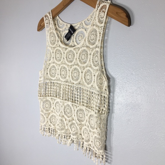 Boho Cream Crochet Tank Top Festival - Picture 8 of 14